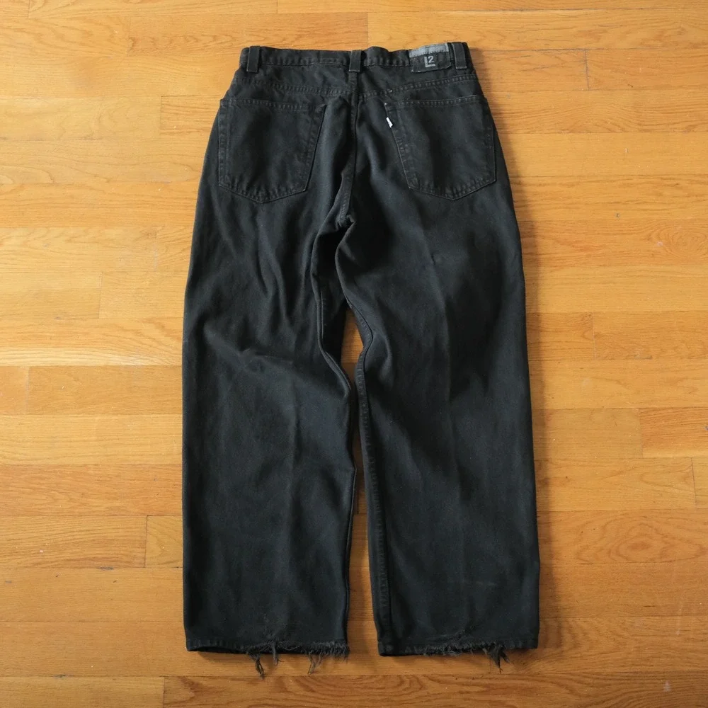 Levis Baggy Fit Jeans Mens Black Raw Hem Vintage Y2K 33x30 Streetwear Skater - Picture 11 of 12